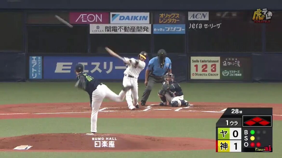 【初回に先制】＃木浪聖也 選手がライト線を破る2点タイムリーツーベースヒットでタイガース3点目！【2024/8/20Ｔ－Ｓ】