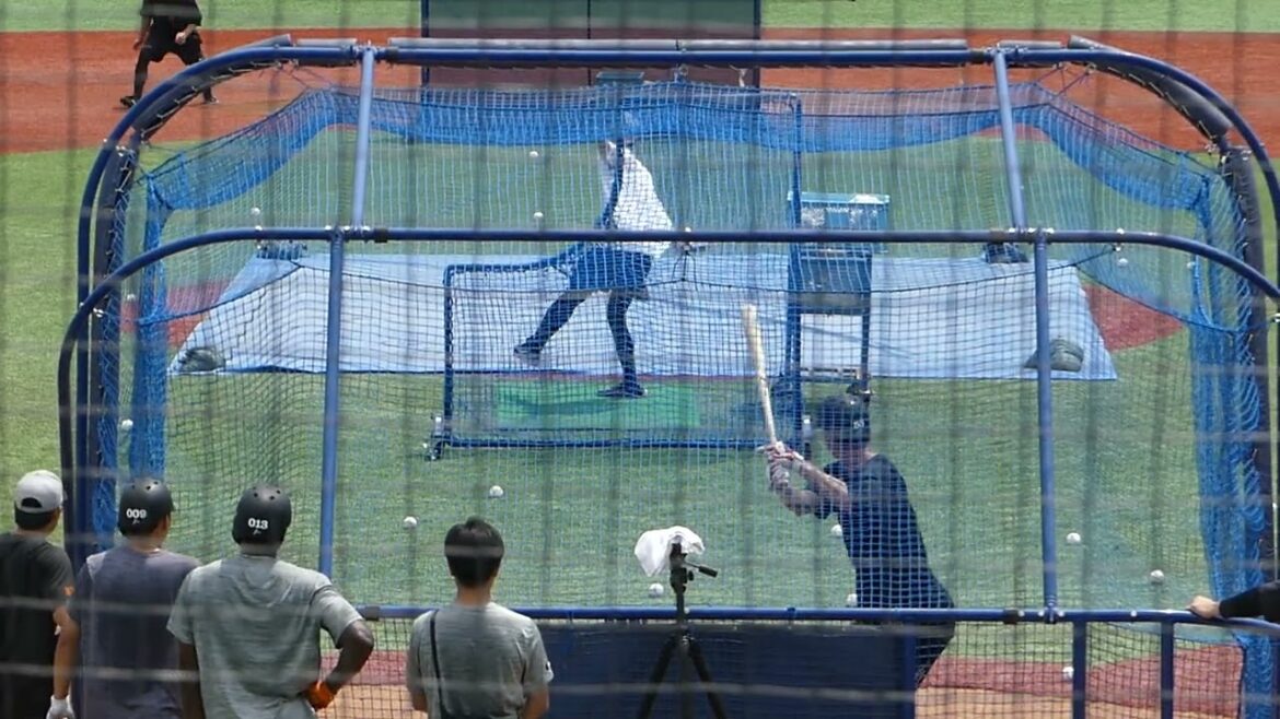 2024年8月18日イースタンリーグ  秋広 優人 選手の試合前フリー打撃練習