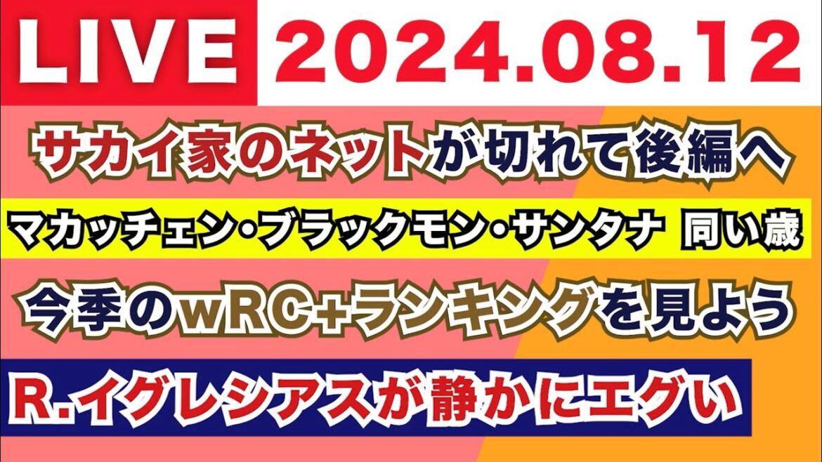 【2024.08.12 ②】朝から生MLB！メジャーリーグ情報を楽しく愉快にお届け！