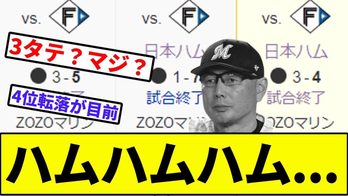 【楽天と3G差、やばい】ハムハムハム...【なんJ反応】【プロ野球反応集】【2chスレ】【1分動画】【5chスレ】【日本ハムファイターズ】【千葉ロッテマリーンズ】【パリーグ】【佐々木朗希】【吉井】
