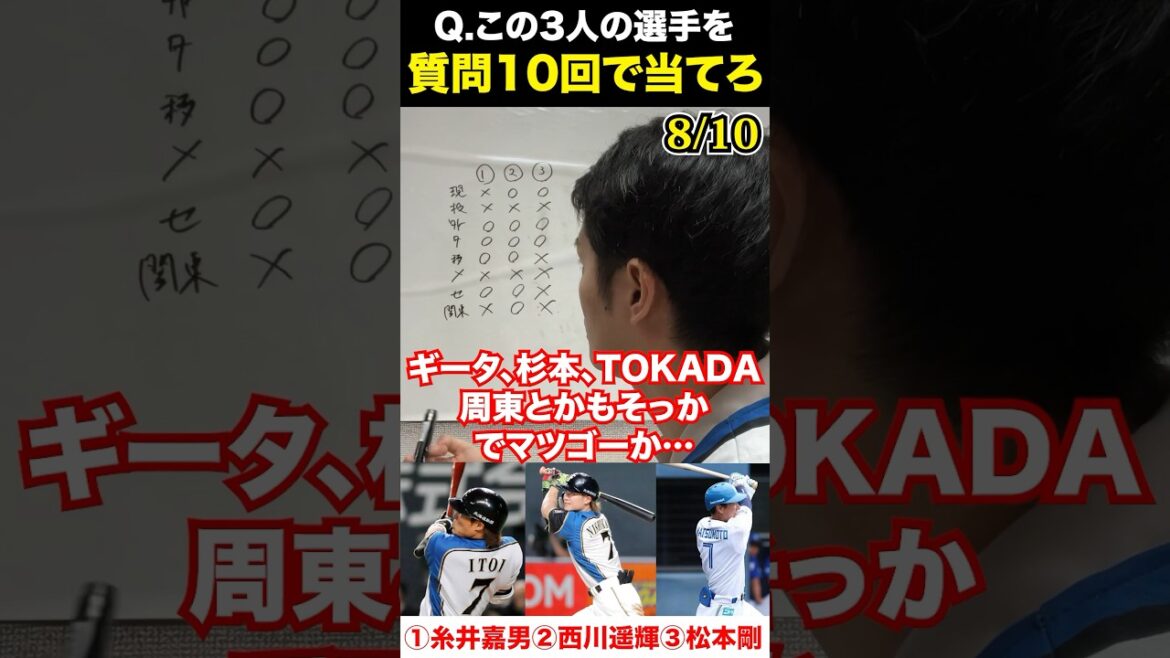 プロ野球アキネーター #糸井嘉男 #西川遥輝 #松本剛 #プロ野球 #アキネーター