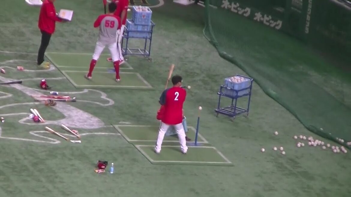 カープ田中広輔ティーバッティング【読売ジャイアンツ対 広島東洋カープ  2024年8月6日】