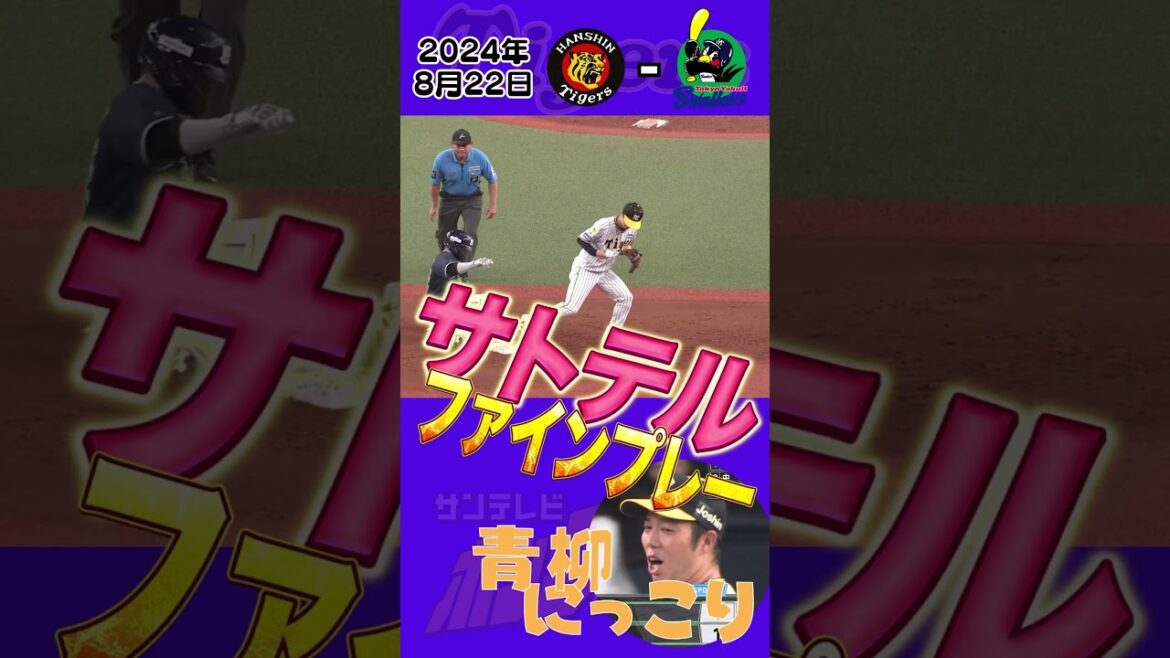 【青柳も大感謝】佐藤輝明ファインプレー！！（2024年8月22日 阪神－ヤクルト）#サンテレビボックス席