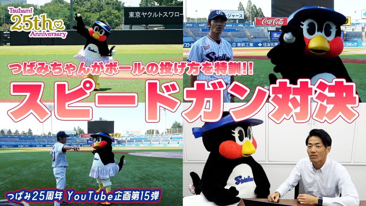 Tokyo-Yakult-Swallows: 【つばみ25周年企画】15本目🎀 スピードガン対決に向けて『ボールの投げ方特訓』をするつばみに密着! 【つばみ25周年企画】15本目🎀 スピードガン対決に向けて『ボールの投げ方特訓』をするつばみに密着!