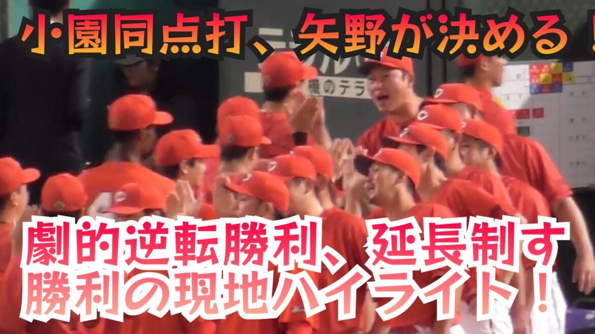 劇的逆転勝利にお祭り騒ぎ！自慢のリリーフ陣粘投に小園海斗が同点打、矢野雅哉が粘って勝ち越しタイムリー！広島カープ勝利の現地ハイライト！広島2-1巨人 2024年8月22日