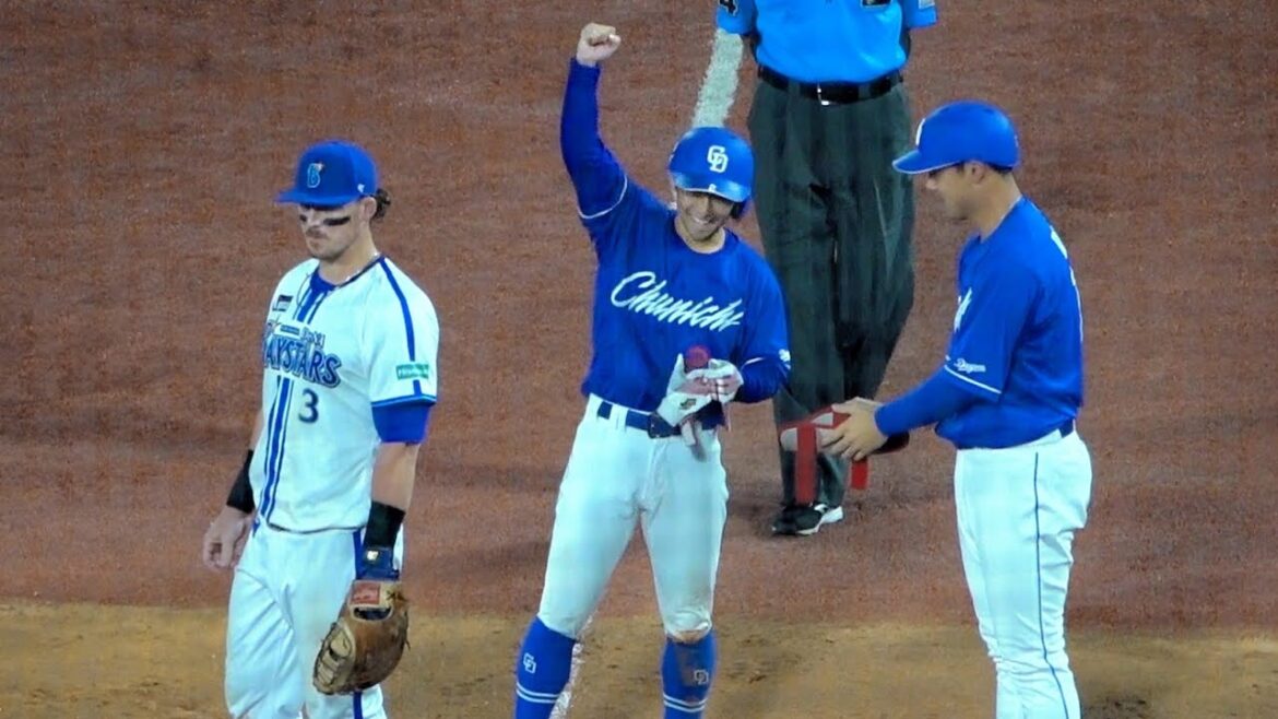 田中幹也ガッツポーズ！村松に続きこの回逆転となる勝ち越しタイムリーヒット！中日ドラゴンズ 2024/08/22 ハイライト