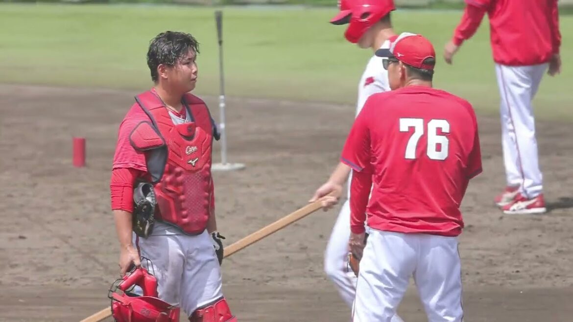 カープ二軍情報⚾倉塾開講❗捕手王国のカープじゃ🎏ガンバれ❗ガンバれ❗若鯉❗💪　57持丸　64高木　62清水