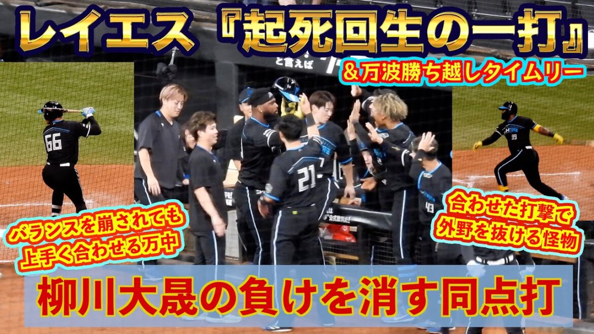 【20240827】レイエス『起死回生の一打で同点』万波『勝ち越し打』とベンチの様子。水谷瞬の先頭打者ホームランは到着前でした😭