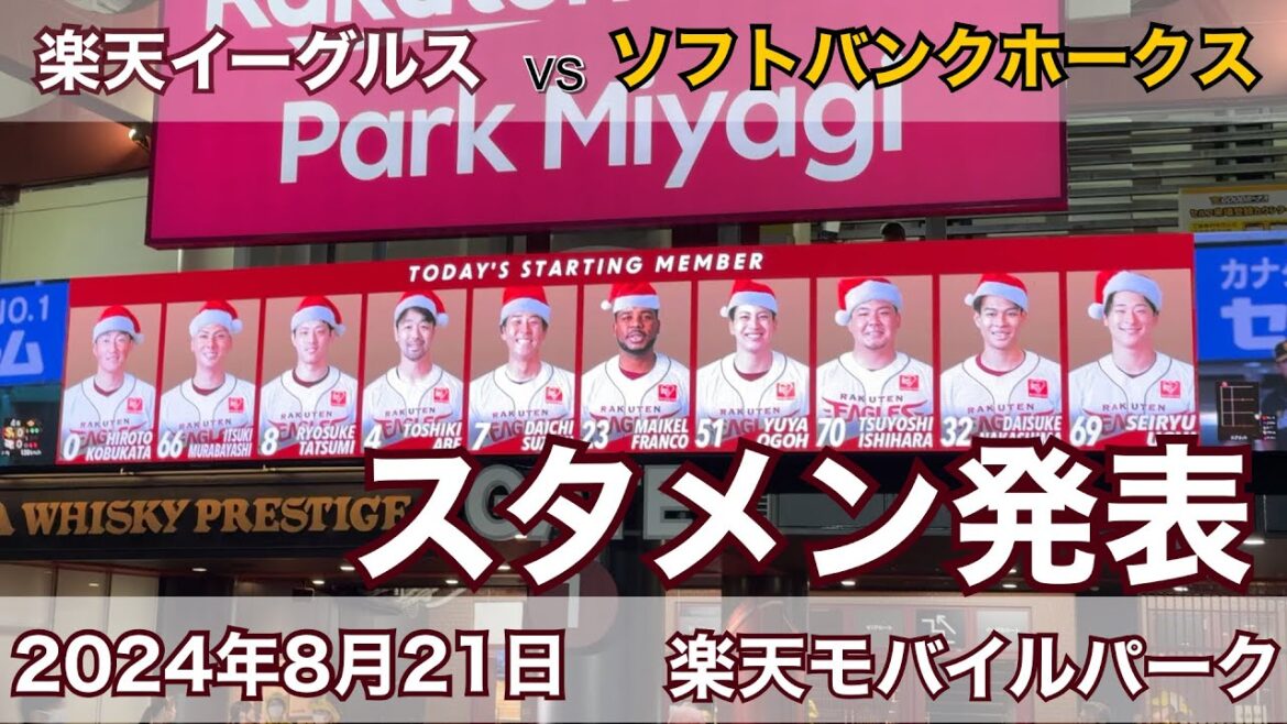 2024年8月21日 楽天イーグルス vs ソフトバンクホークス スタメン発表
