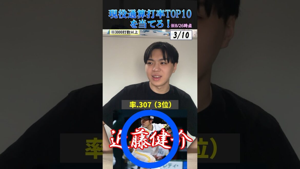 【プロ野球クイズ】現役通算打率トップ10を当てろ！ #プロ野球 #福岡ソフトバンクホークス #北海道日本ハムファイターズ #東京ヤクルトスワローズ