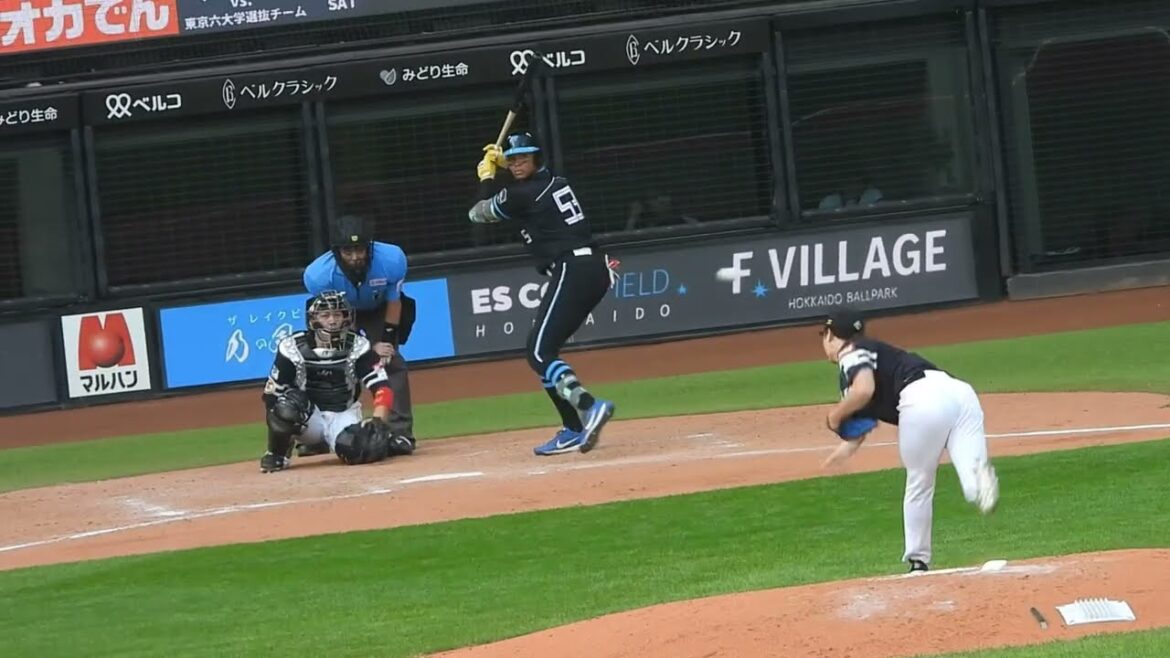 緩急、多彩な変化球に翻弄される水谷瞬😵エスコンフィールド北海道日本ハムファイターズ