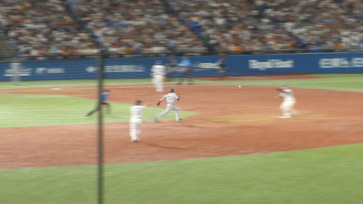 ヤクルト 山田哲人のキャッチによる、463のダブルプレー　ヤクルト vs 巨人　2024年8月28日(水) 神宮球場