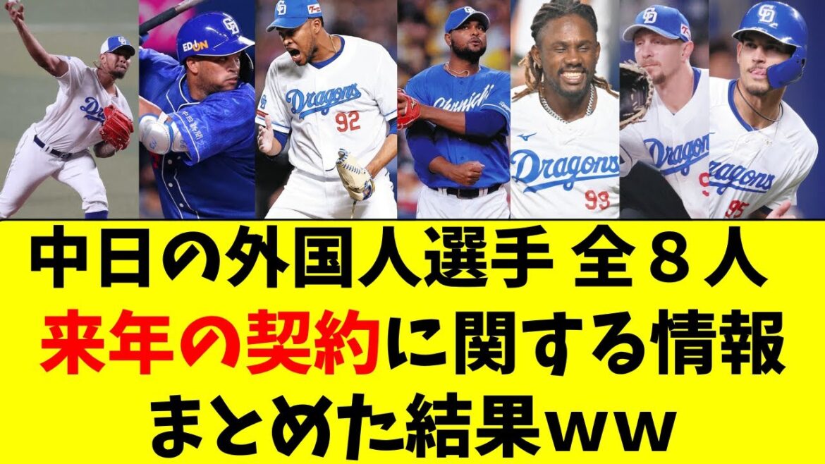 【中日】外国人全8名の来年の契約に関する情報、総まとめ！