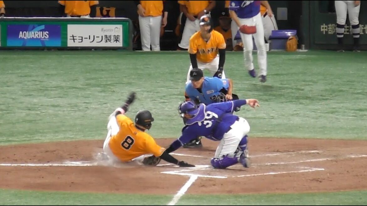 巨人丸選手、これは浅野選手のサイクルのためにホームへ突っ込んだ？ 巨人vs中日 8回裏