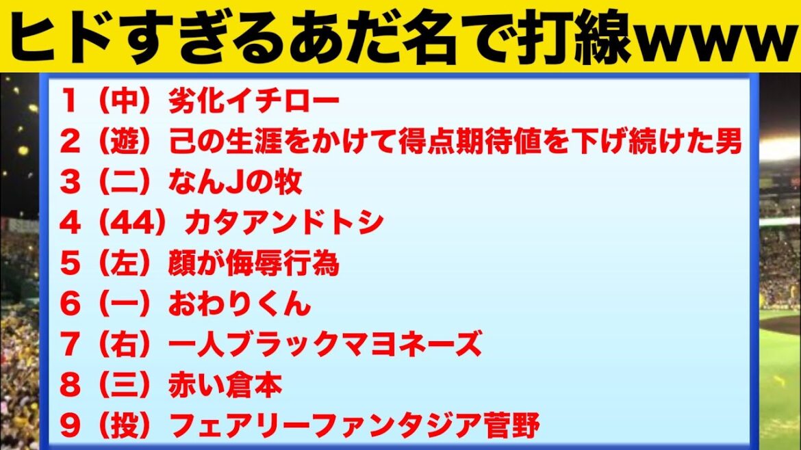ヒドすぎる蔑称の選手で打線wwww【なんJ】
