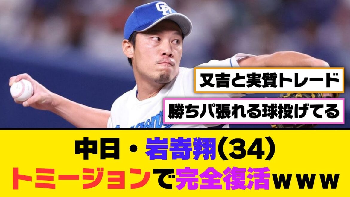 中日・岩嵜翔(34)、トミージョンで完全復活ｗｗｗ【5ch/2ch】【なんj/なんg】【反応集】