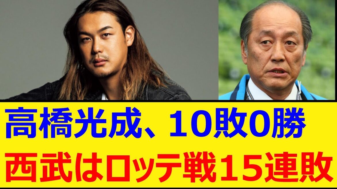 高橋光成、10敗0勝、西武はロッテ戦15連敗【プロ野球、なんj、なんg反応】【野球、2ch、5chまとめ】【埼玉西武ライオンズ、タマブラ、ライオンズ、渡辺久信】 高橋光成、10敗0勝、西武はロッテ戦15連敗【プロ野球、なんj、なんg反応】【野球、2ch、5chまとめ】【埼玉西武ライオンズ、タマブラ、ライオンズ、渡辺久信】