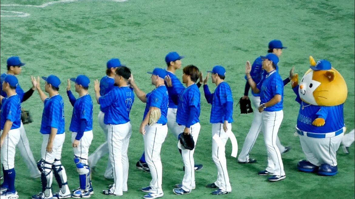 勝った〜！9回森唯斗選手が投げて試合勝利の瞬間からのハイタッチに参加するスターマン🐹【横浜DeNAベイスターズ 2024/9/8】