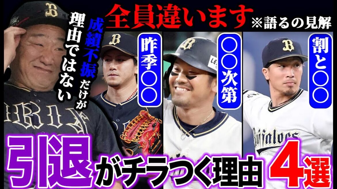 【35歳前後の引退発表】直近は中嶋政権での引退が少ない⁉︎ ビクビクするファンも多い引退の可能性が浮上しているベテラン陣について【オリックスバファローズ】