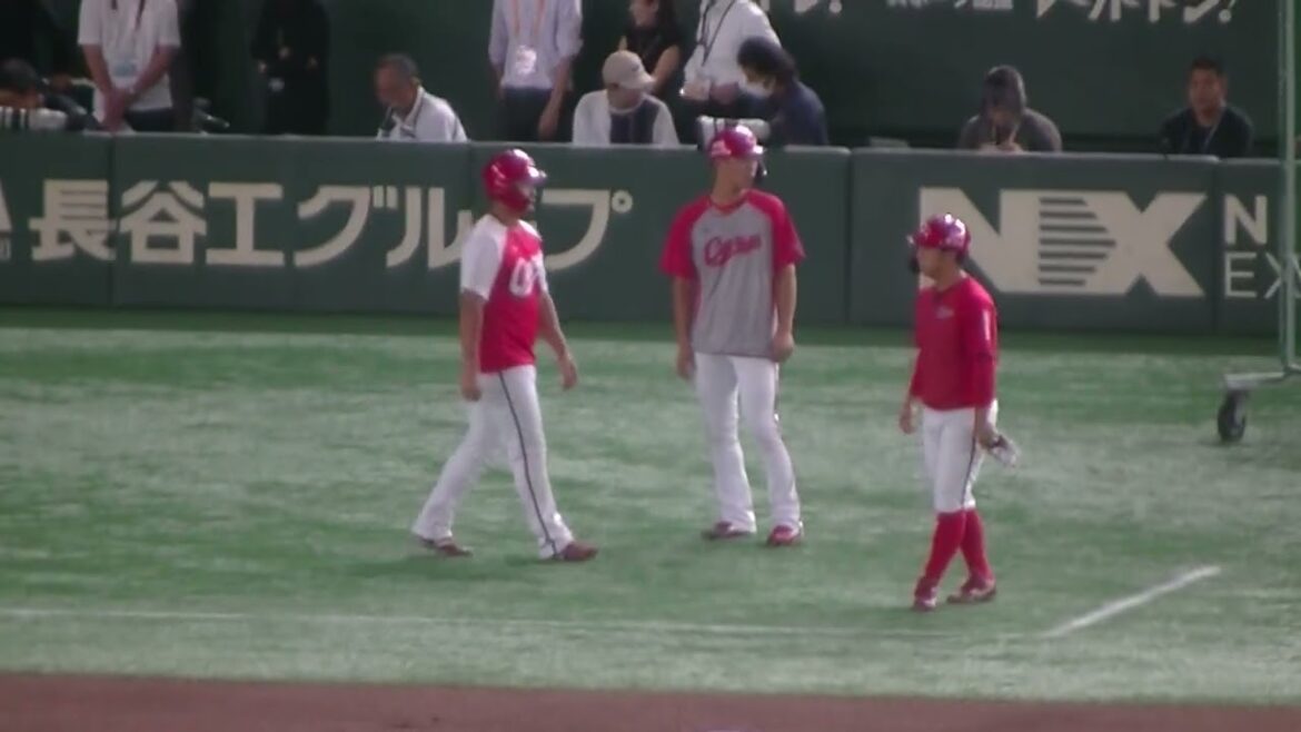 カープ二俣翔一の走塁練習（2024年8月22日 広島カープの練習）