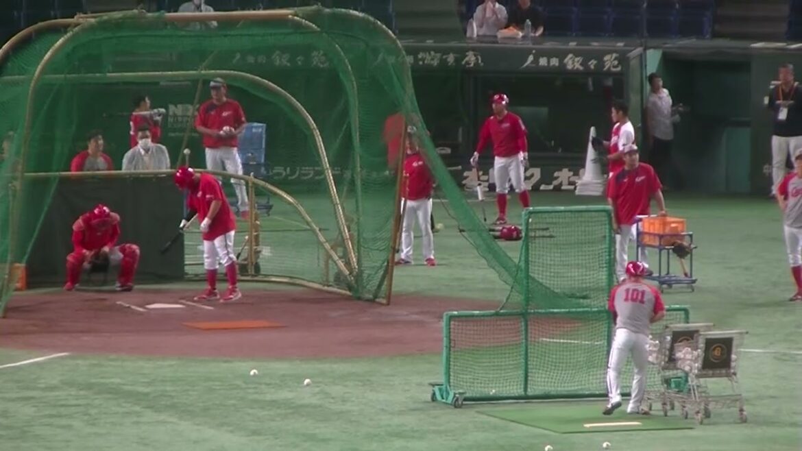 カープ會澤翼のフリーバッティング（2024年8月22日 広島カープの練習）