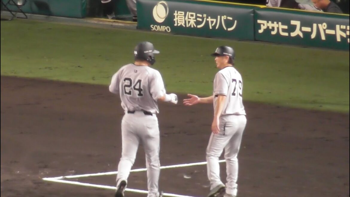 逆方向の連打で同点！巨人4番岡本選手のフェン直2塁打！からの5番大城選手の適時打で同点！巨人vs阪神 4回表