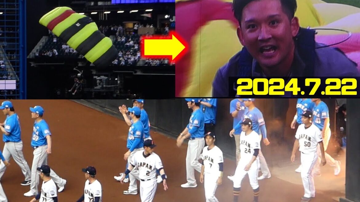 パラシュートで杉谷拳士🪂登場➡︎オープニング 🇯🇵⚔️🇰🇷日韓ドリームプレイヤーズゲーム2024.7.22🏟️エスコンフィールドHOKKAIDO