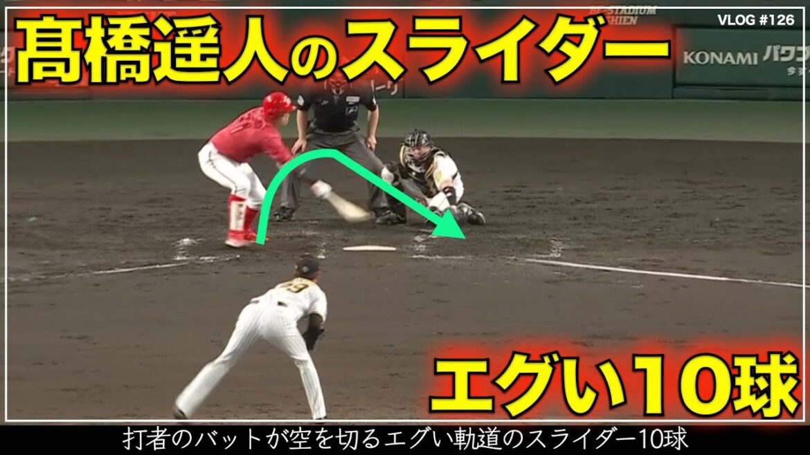 【阪神タイガース】30秒でわかる 髙橋遥人の 打者のバットが空を切るエグい軌道のスライダー10球