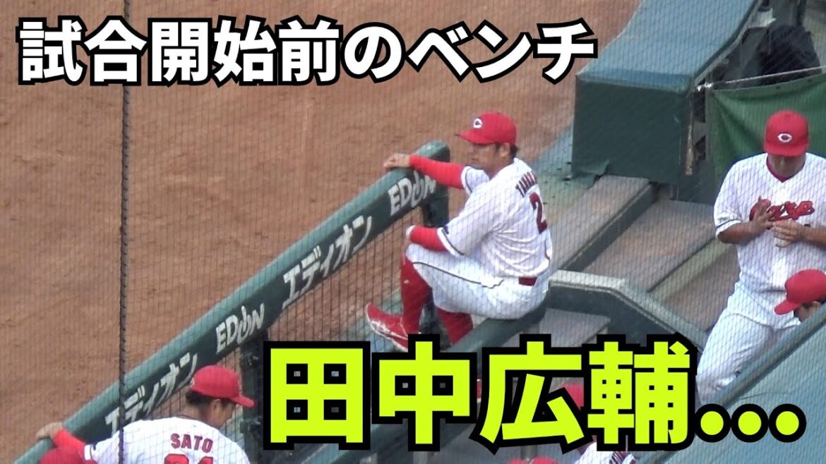 【現地撮影映像】田中広輔...　試合開始前のベンチでひとり...　2024年9月6日 vs 中日