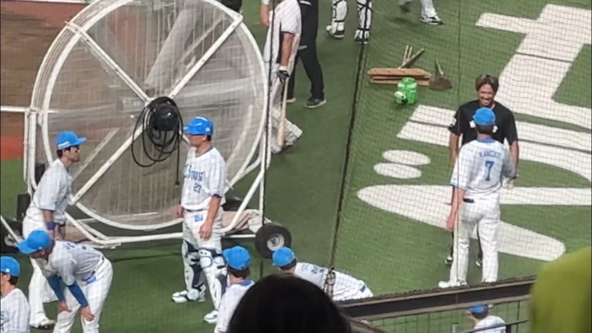 【引退試合】試合前ウォーミングアップで愛斗が金子侑司に挨拶に【西武vsロッテ】2024/9/15