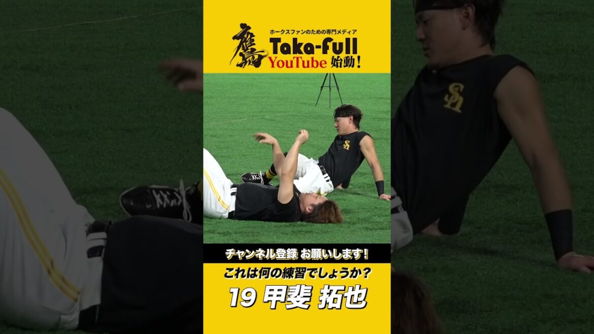 芝に寝そべる甲斐拓也、これは練習？？