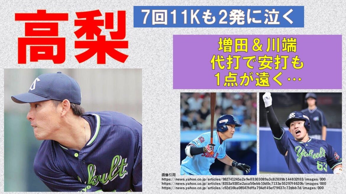 【高梨11K】今季最長7回投げ切る熱投も2発に泣く　増田＆川端代打で安打！【1点が遠く…】2024-GAME129