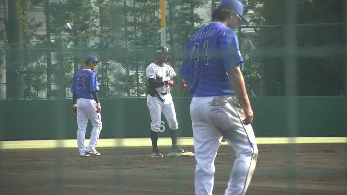 千葉ロッテマリーンズ アンディ・マーティン選手 レフト線へのツーベースヒット 二塁打 第3打席 VS 横浜DeNAベイスターズ 2024/9/6 ロッテ浦和球場