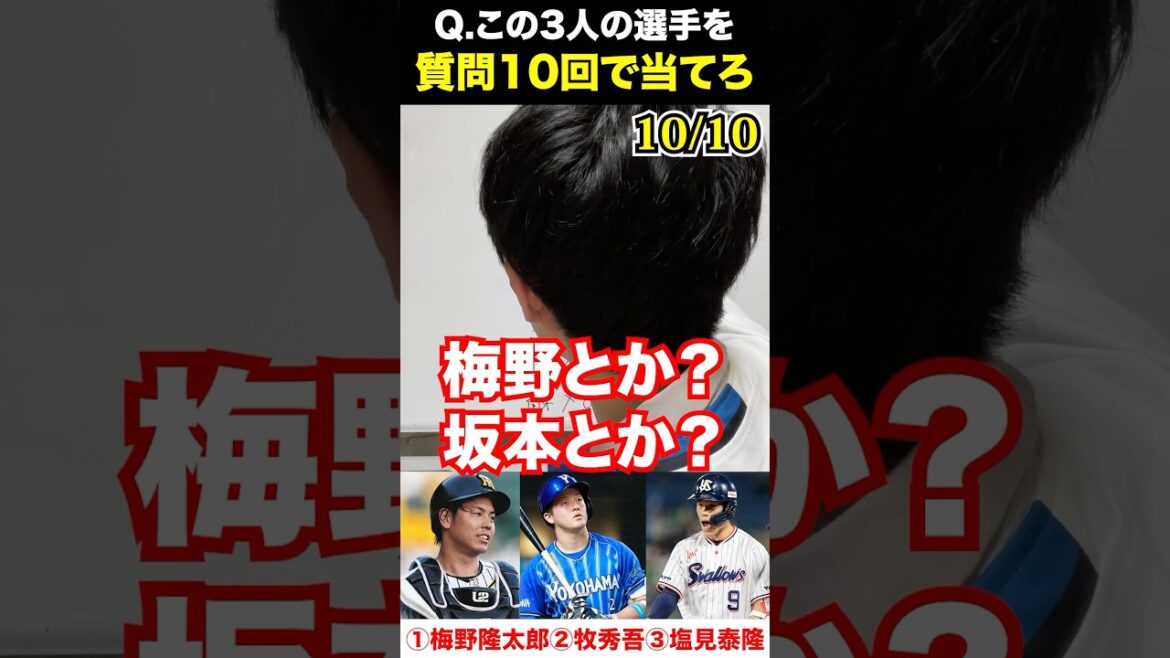 プロ野球アキネーター #梅野隆太郎 #牧秀悟  #塩見泰隆 #プロ野球 #アキネーター