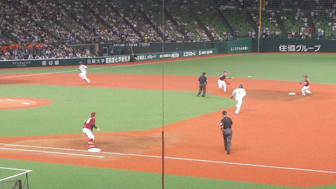 楽天 村林一輝のトスによる、643のダブルプレー　西武 vs 楽天　2024年9月12日(木) ベルーナドーム