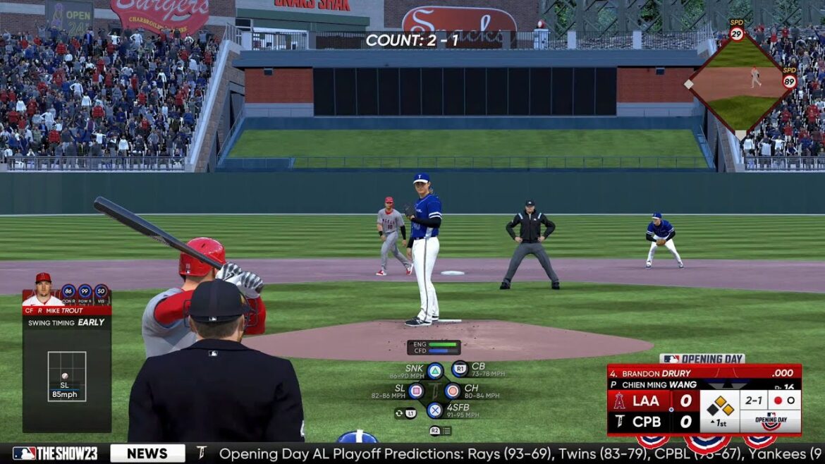 PS5 The Show 23 經典中職隊 (先發-王建民) vs 天使隊 - 陽岱鋼 彭政閔,林威助,外藉(平野惠一)及(曼尼)一起助陣的MLB中秋Moon Night大戰 !