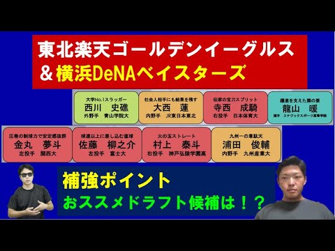 東北楽天ゴールデンイーグルス&横浜DeNAベイスターズ2024年ドラフト!補強ポイント!おススメドラフト候補は?【やまけんさん】 東北楽天ゴールデンイーグルス&横浜DeNAベイスターズ2024年ドラフト!補強ポイント!おススメドラフト候補は?【やまけんさん】