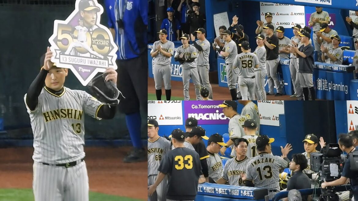 【阪神ベンチ全員で拍手】岩崎優、プロ11年目で500試合登板を達成！佐藤輝明の決勝弾で記録に華を添える白星 2024.9.21