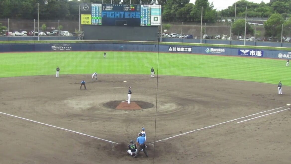勝ち越されるピンチで清水優心 矢澤宏太を抑えるヤクルト山下輝（2024年9月4日 日本ハムファイターズ 対 ヤクルトスワローズ）