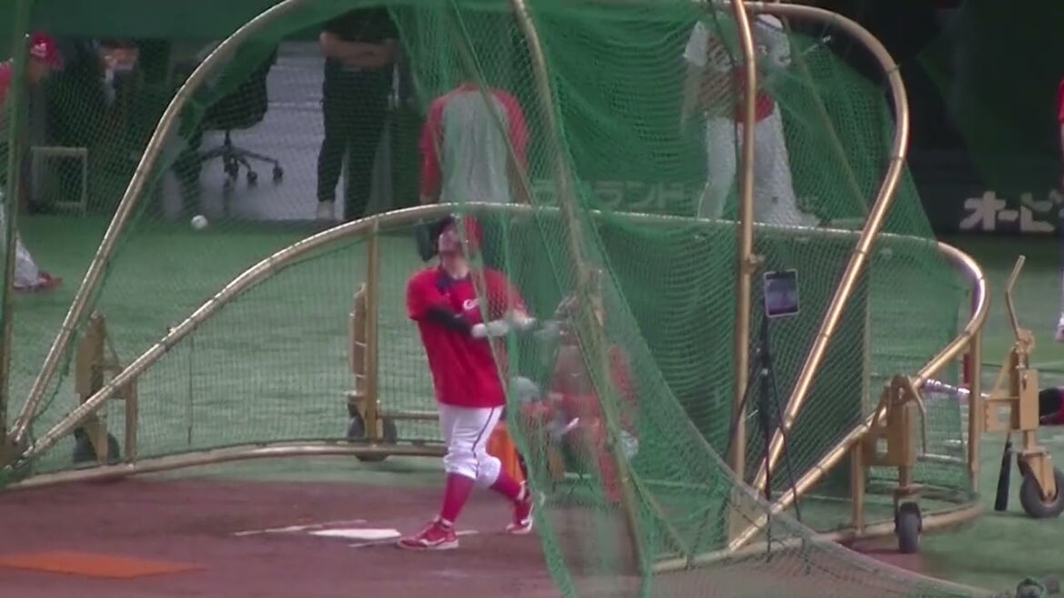 會澤翼のバッティング練習〜レフトスタンドから＜読売ジャイアンツ 対 広島カープ 2024年8月21日＞