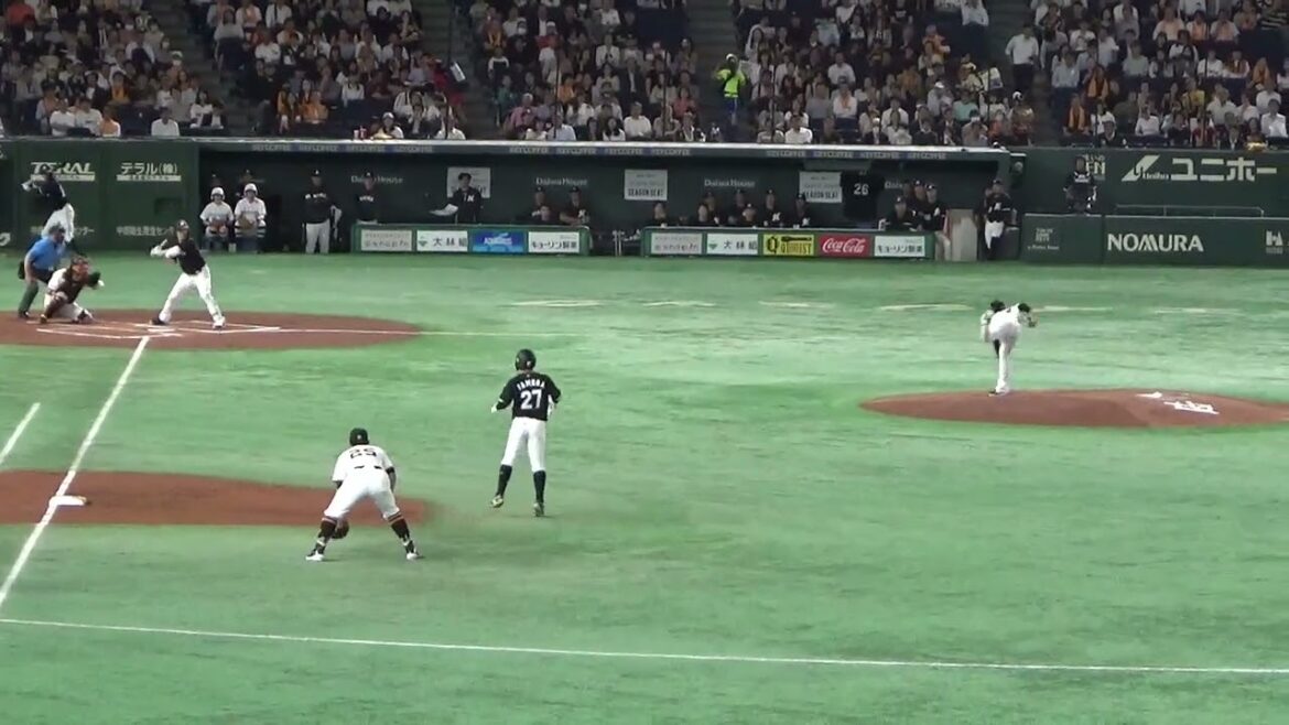 2024年6月6日　セ・パ交流戦　巨人対ロッテ　3/14　2回表　井上温大のピッチング　2死1.2塁のピンチも西野勇士を見逃し三振に斬って取る