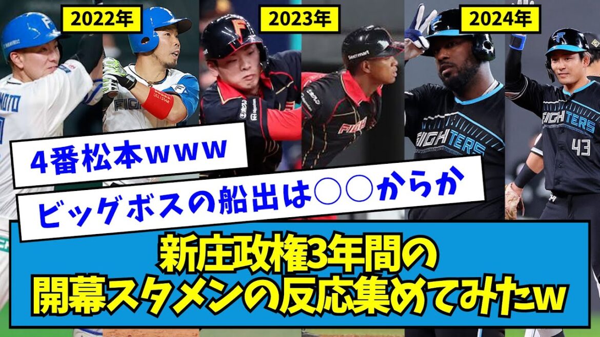 【激動】新庄政権3年間の開幕スタメン、それぞれ反応集めてみたwwwww【なんJ反応】