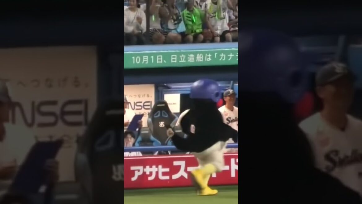 つば九郎、今季初ホームランを放った並木秀尊を出迎える #つば九郎 #shorts