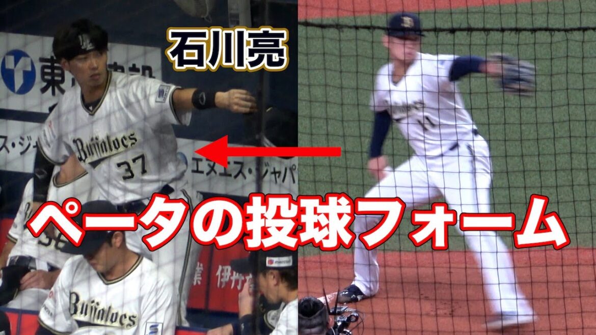 石川亮がベンチで何気なくマネしていたペータの投球フォーム！