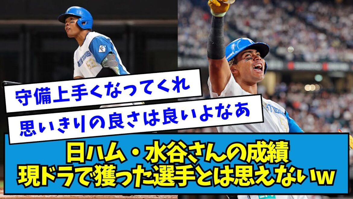 【MVP】日ハム・水谷瞬さんの成績、とても現ドラで獲った選手とは思えないwwwwww【なんJ反応】
