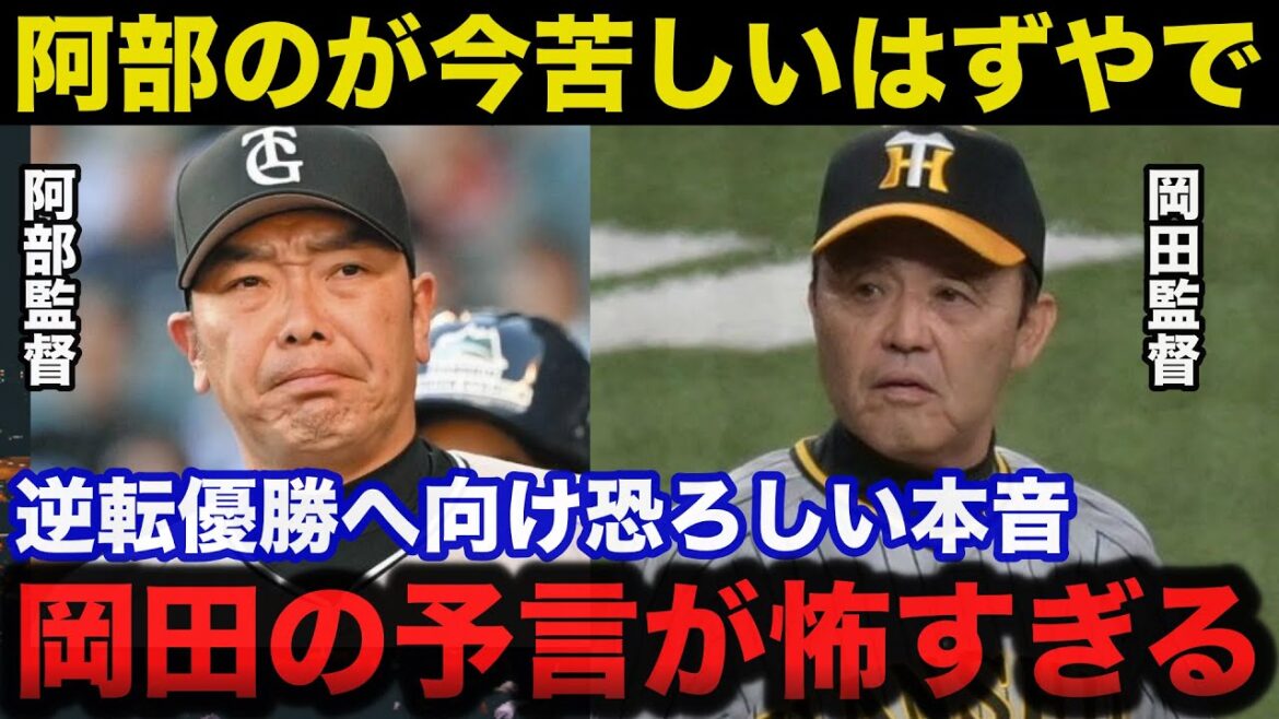 阪神.岡田監督の予言的中!首位.阿部巨人を猛追する岡田監督が放った本音に驚きを隠せない【阪神タイガース/プロ野球】 阪神.岡田監督の予言的中!首位.阿部巨人を猛追する岡田監督が放った本音に驚きを隠せない【阪神タイガース/プロ野球】