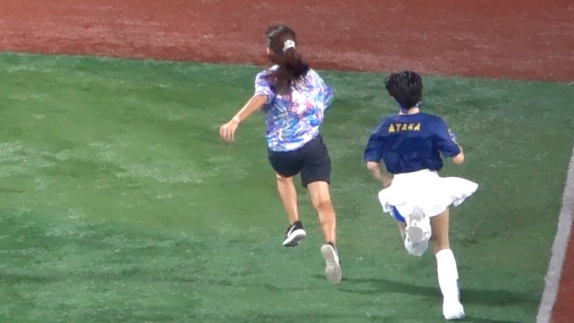 速い！1走の女性がロケットスタート！ファンが圧勝するぞ！リレー対決 ハマスタバトル 2024/07/26 チア diana