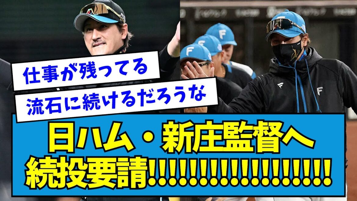 【朗報】日ハム・新庄監督へ続投要請へ！！！！！【なんJ反応】