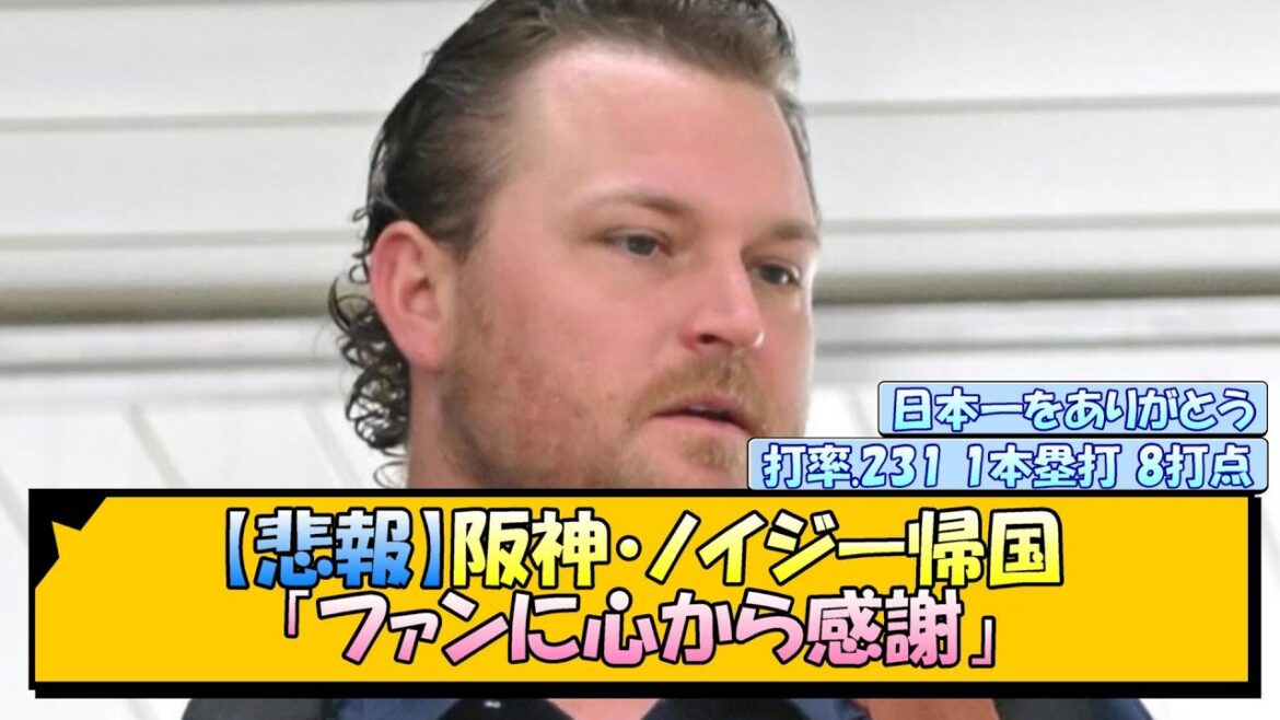 【悲報】阪神・ノイジー帰国「ファンに心から感謝」【なんJ/2ch/5ch/ネット 反応 まとめ/阪神タイガース/岡田監督】