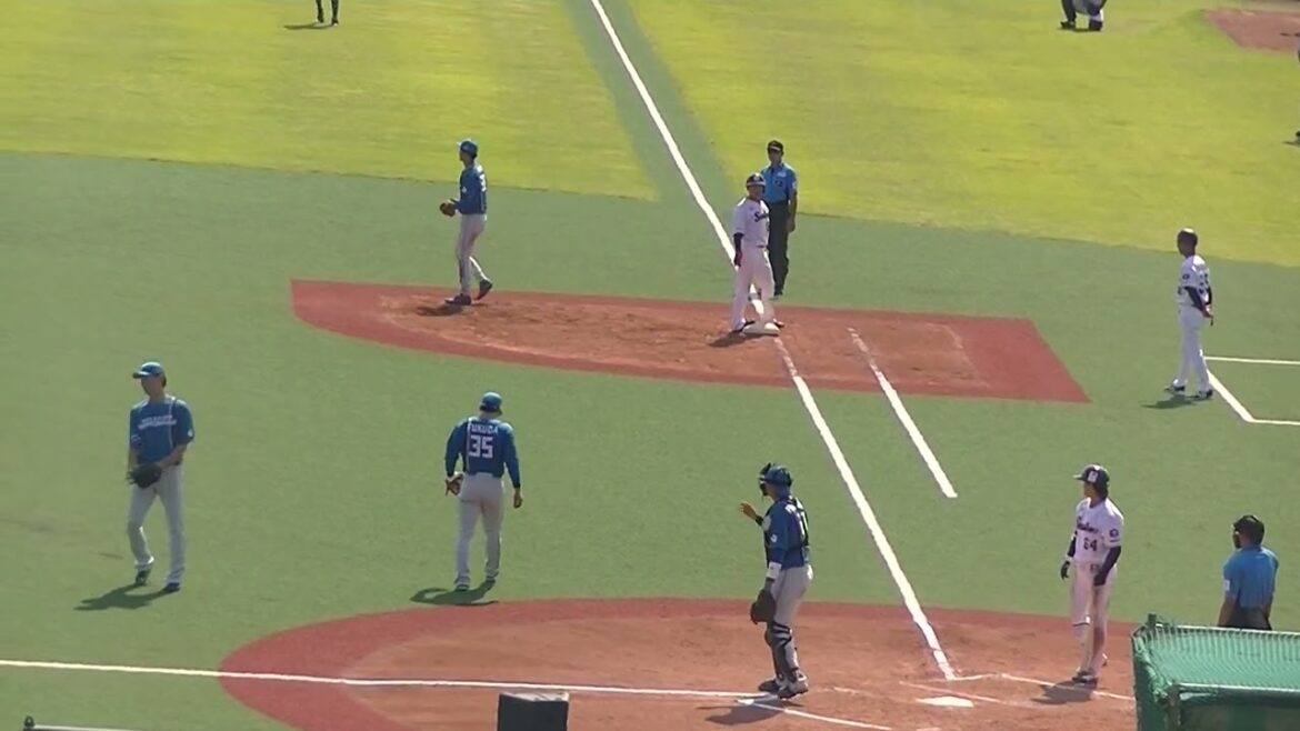 ヤクルト岩田幸宏 送りバント 福田光輝がサードでアウトにする（2024年6月14日 ヤクルトスワローズ対 日本ハムファイターズ）